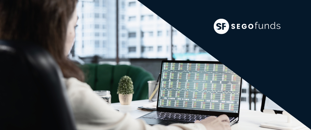 Imagen entradas blog (8) Persona analizando datos financieros en portátil con gráficos bursátiles en oficina moderna, imagen corporativa de Segofunds.