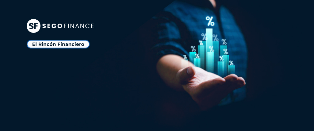 Gráfico de porcentajes en crecimiento sobre una mano, representando análisis financiero y rentabilidad. Imagen corporativa de SEGOFINANCE para El Rincón Financiero.